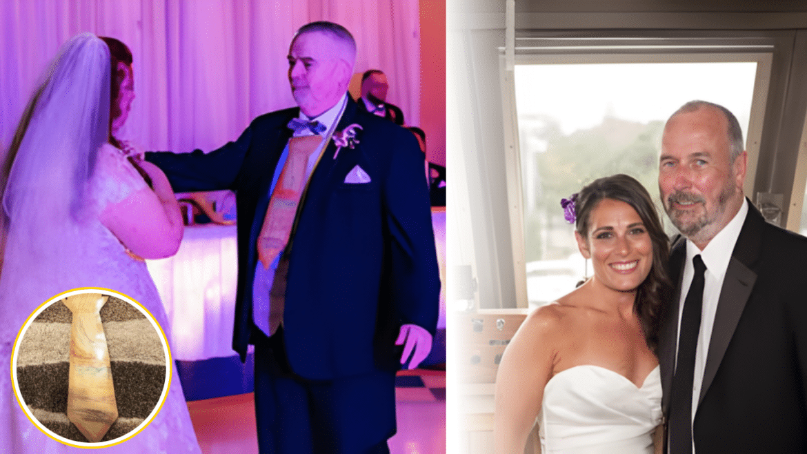 Father Wears the Paper Tie His Daughter Made for Him at Her Wedding — A Heartfelt Tribute to Their Bond